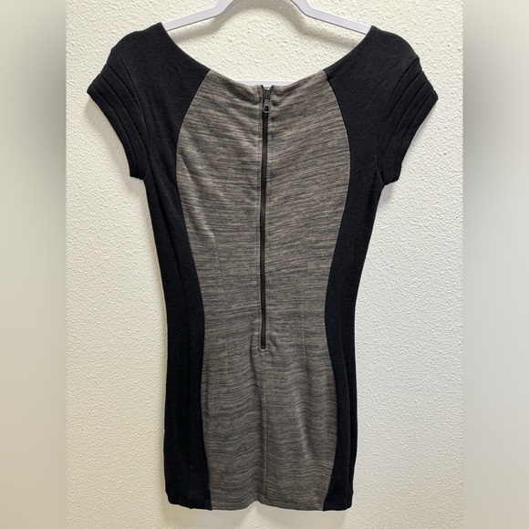 Rag & Bone Knit Sheath Dress Scoop Neck Back Zipper Mini Moto Black Grey XS - Picture 2 of 9